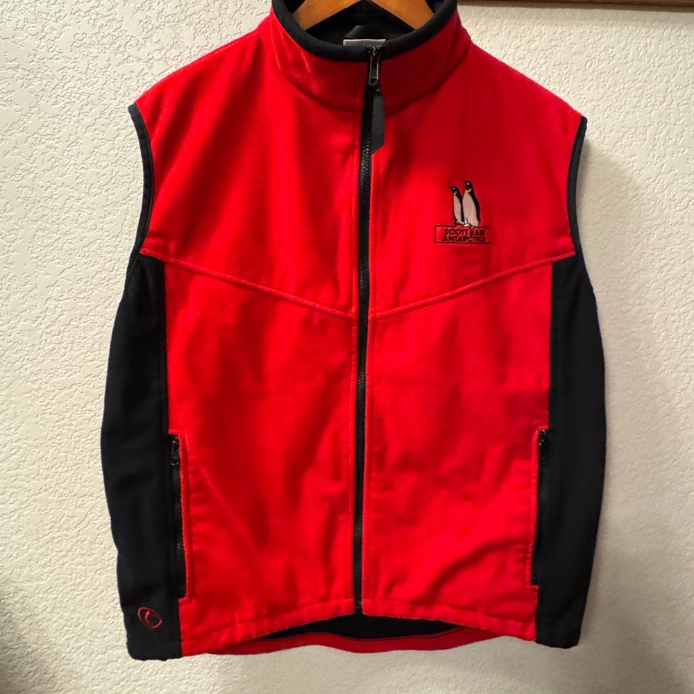 Red and Black Fleece wind stopper Vest with Penquin logo